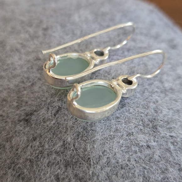 Chalcedony Blue Topaz Earrings Dangle Solid 925 Sterling Silver New Stunning - Picture 6 of 6
